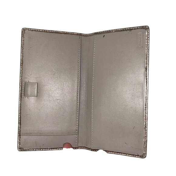 coach FALL WINTER HOLIDAY rose gold METALLIC check book wallet - Picture 5 of 5